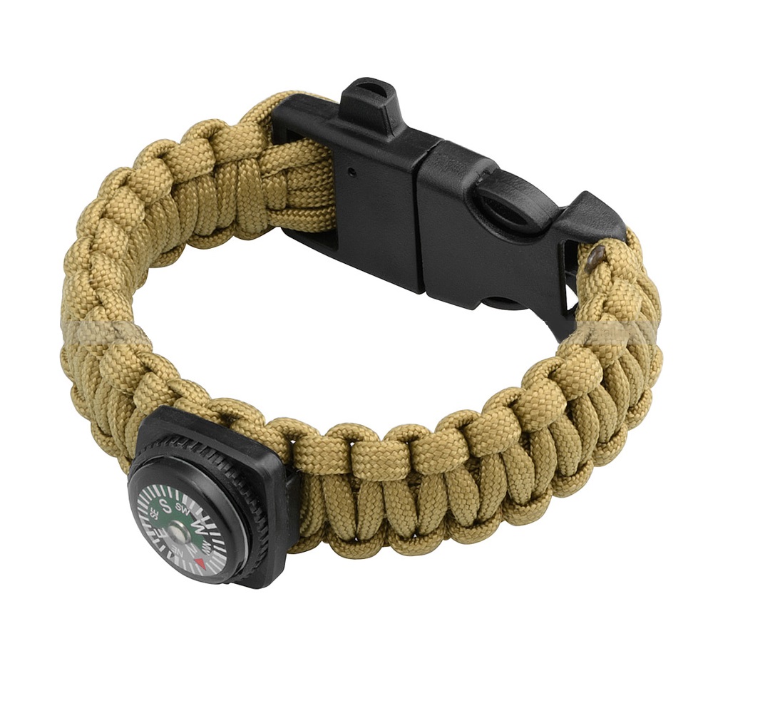 Браслет Paracord компас, кресало и свисток на защелке AS-SL0012T