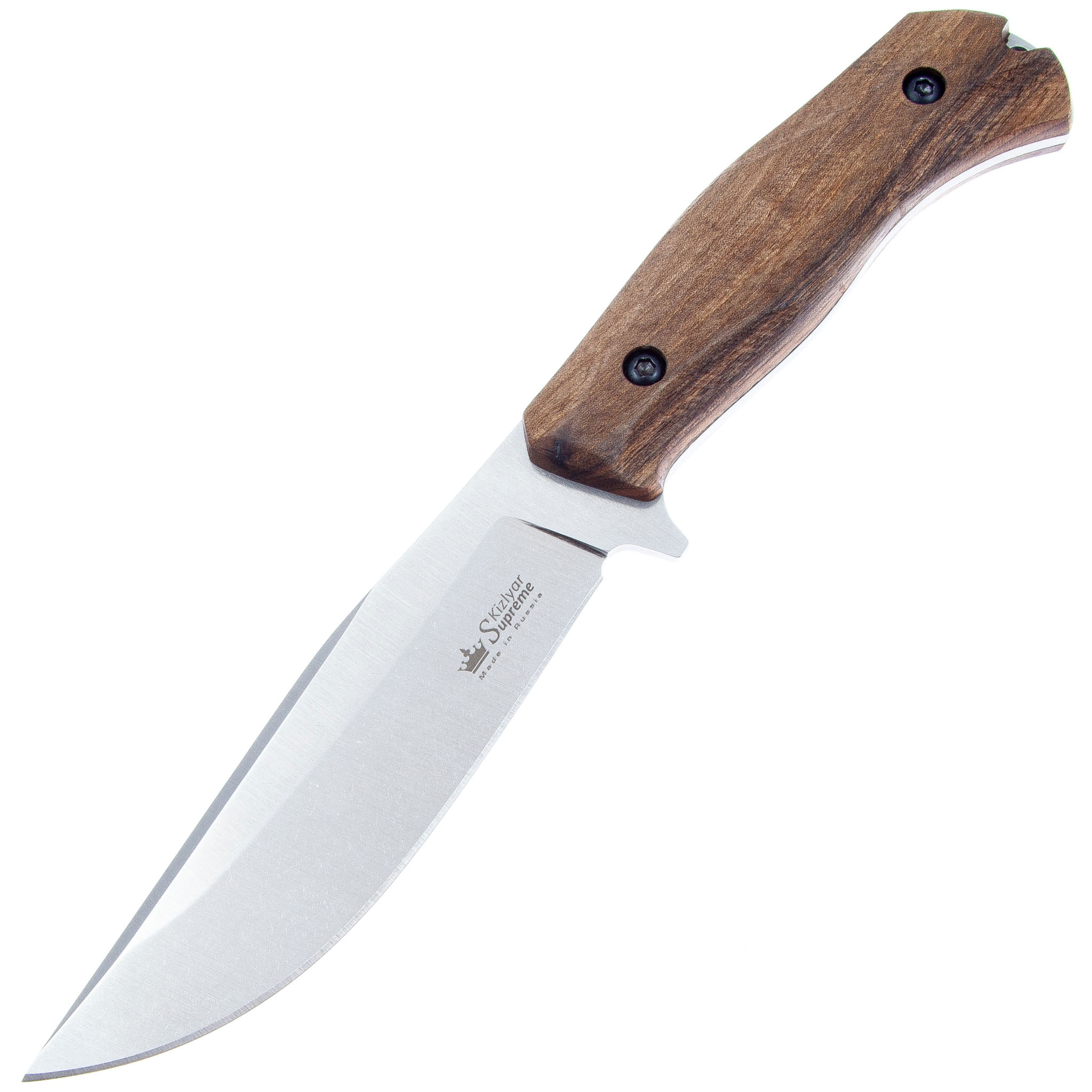 Нож Atlantis AUS-10Co SW WH LS (Stonewash, деревянная рукоять, Кожаные ножны)
